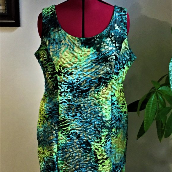LACE Multi-colored Animal Print Pencil Dress/Size XL/Style R91 - Picture 1 of 8